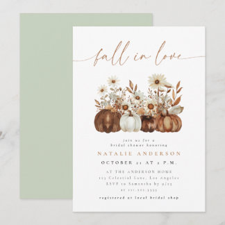 Boho-Floral-Kürbis-Hochzeitsbrause im Herbst Einladung