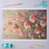 Boho Floral Lachs Pink Florabunda Rose Field Seidenpapier (Basteln)