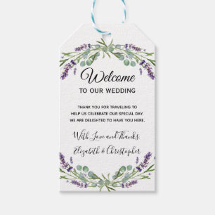 Boho Floral Lavender Eucalyptus Wedding Willkommen Geschenkanhänger