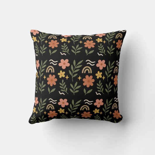Boho Floral Leaf Pillow Kissen (Rückseite)
