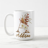 Boho Floral Letter A Monogram Gastgeschenk Hochzei Kaffeetasse (Links)