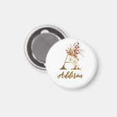 Boho Floral Letter A Monogram Gastgeschenk Hochzei Magnet (Vorderseite/Rückseite)