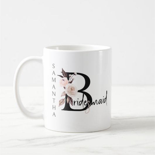 Boho Floral Letter Bridesmaid Kaffeetasse (Links)