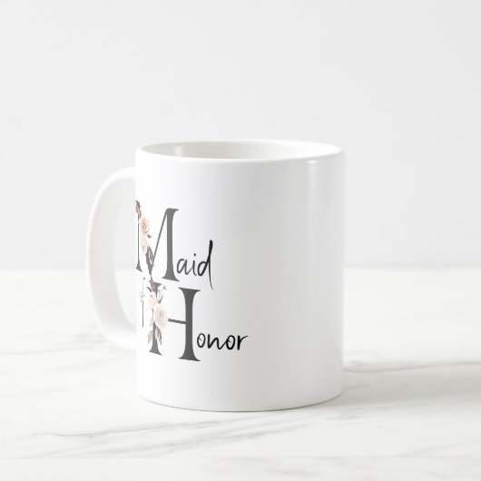 Boho Floral Letter Trauzeugin Kaffeetasse (Vorderseite Links)