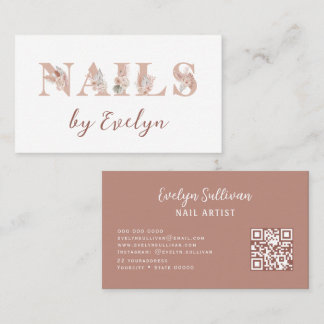 Boho Floral Letters Nails Business Card Visitenkarte