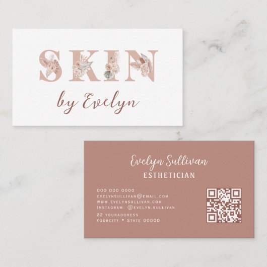 Boho Floral Letters Skin Business Card Visitenkarte (Vorne/Hinten)