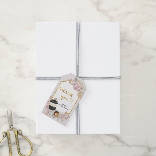 Boho Floral Liebe ist Kaffeepause Geschenkanhänger (Mit Garn)