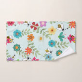 Boho Floral Light Green Background Pattern Badhandtuch Set (Handtuch)