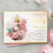 Boho Floral Lighthouse Nautical Baby Dusche Gold Folieneinladung
