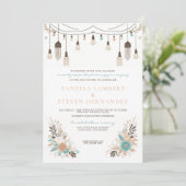 Boho Floral Lights Wedding Einladung (Stehend Vorderseite)