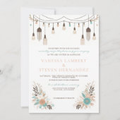 Boho Floral Lights Wedding Einladung (Vorderseite)