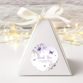 Boho Floral Lila Butterfly Babydusche Vielen Dank Runder Aufkleber