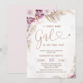 Boho Floral Lila Pink Baby Dusche Einladung (Vorne/Hinten)