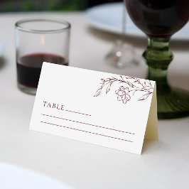 Boho Floral Line Art Wedding Table Place Card Platzkarte