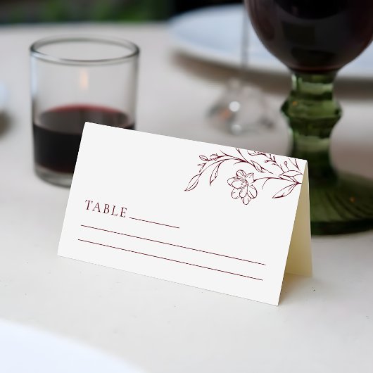 Boho Floral Line Art  Wedding Table Place Card Platzkarte