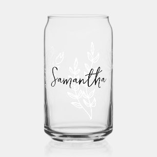 Boho Floral Line Zeichnend Name Dosenglas