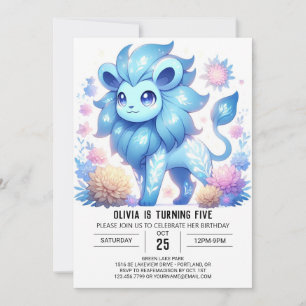 Boho Floral Lion Digital Geburtstag Einladung