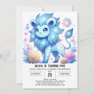 Boho Floral Lion Digital Geburtstag Einladung