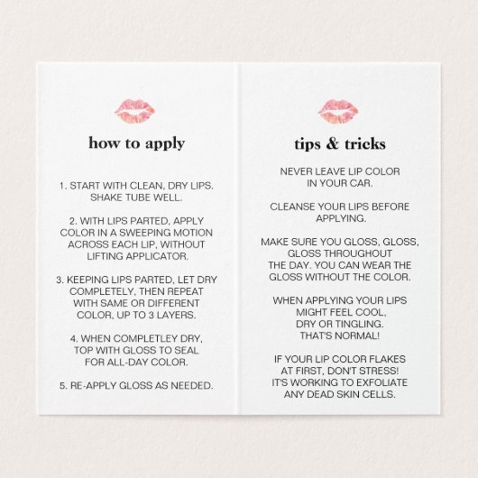 Boho Floral Lip Product Distributor Tips & Tricks Visitenkarten (Innenseite Aufgefaltet)