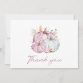 Boho Floral Little Pink Pumpkins Baby Dusche Dankeskarte (Vorderseite)