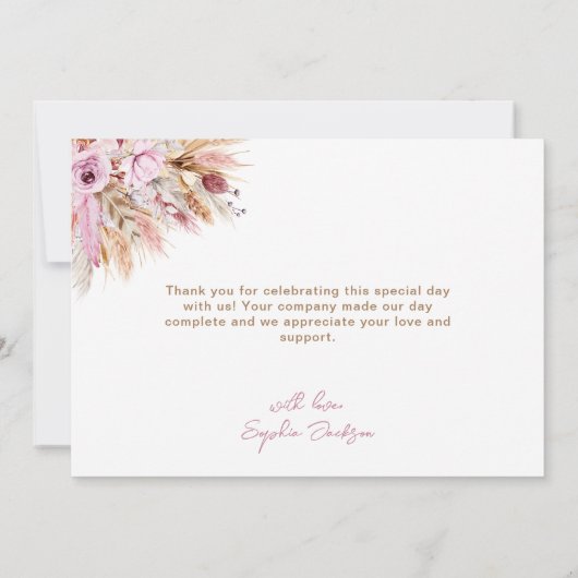 Boho Floral Little Pink Pumpkins Baby Dusche Dankeskarte (Rückseite)