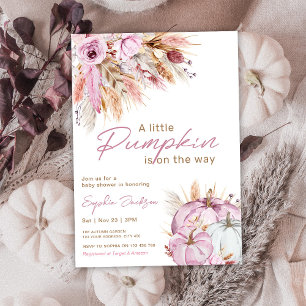 Boho Floral Little Pink Pumpkins Baby Dusche Einladung