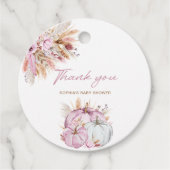 Boho Floral Little Pink Pumpkins Baby Dusche Geschenkanhänger (Vorderseite)