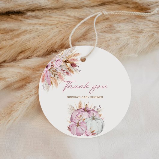 Boho Floral Little Pink Pumpkins Baby Dusche Geschenkanhänger