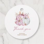 Boho Floral Little Pink Pumpkins Baby Dusche Geschenkanhänger (Vorderseite)