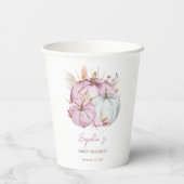 Boho Floral Little Pink Pumpkins Baby Dusche Pappbecher (Rückseite)