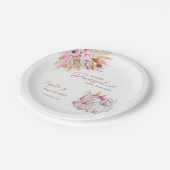 Boho Floral Little Pink Pumpkins Baby Dusche Pappteller (Schrägansicht)