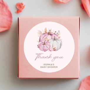 Boho Floral Little Pink Pumpkins Baby Dusche Runder Aufkleber