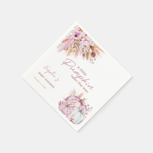 Boho Floral Little Pink Pumpkins Baby Dusche Serviette (Ecke)