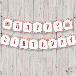 Boho Floral Little Pumpkin Birthday Bunt Banner