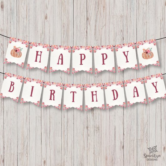 Boho Floral Little Pumpkin Birthday Bunt Banner