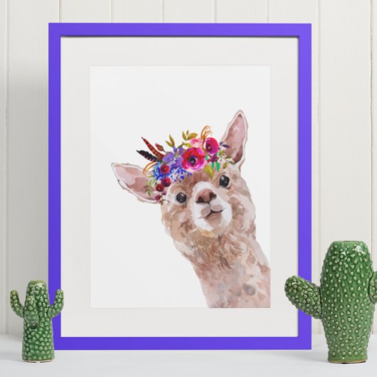Boho Floral Llama Alpaca Kinderzimmer Child Poster