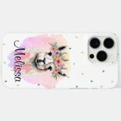 Boho Floral Llama Wildblumen Monogramm Hübsch Case-Mate iPhone Hülle (Rückseite (Horizontal))
