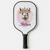Boho Floral Llama Wildblumen Monogramm Hübsch Pickleball Schläger (Vorderseite)