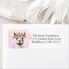 Boho Floral Llama Wildblumen Rücksendeadresse