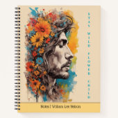 Boho Floral Male Profile Journal / Notebook Notizblock (Vorderseite)