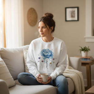 Boho Floral Mama Blau Blumen Muttertagsgeschenk Sweatshirt
