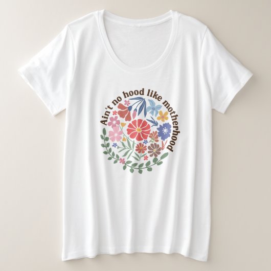 Boho Floral Mama Mutterschaft. Große Größe T-Shirt (Design vorne)
