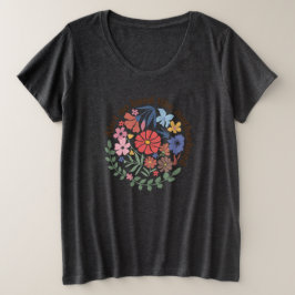 Boho Floral Mama Mutterschaft. Große Größe T-Shirt