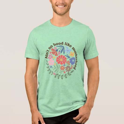 Boho Floral Mama Mutterschaft. Tri-Blend Shirt (Vorderseite)