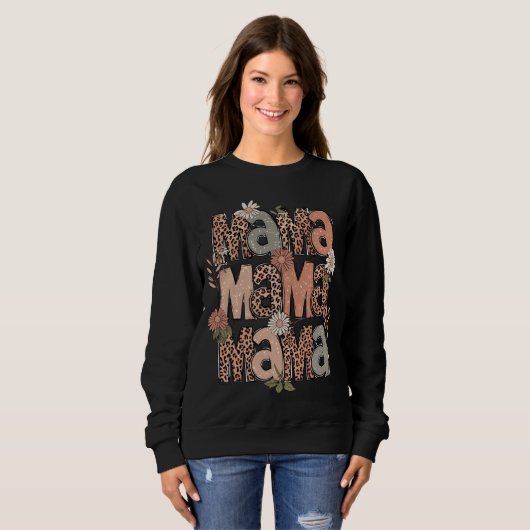 Boho Floral "Mama" Retro Sweatshirt (Vorne ganz)