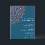 Boho Floral Mandala Aquamarin Blue Bat Mitzvah Einladung<br><div class="desc">Boho Floral Mandala Aquamarin Blue Bat Mitzvah Einladung</div>