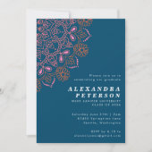 Boho Floral Mandala Aquamarin Blue Graduation Part Einladung (Vorderseite)