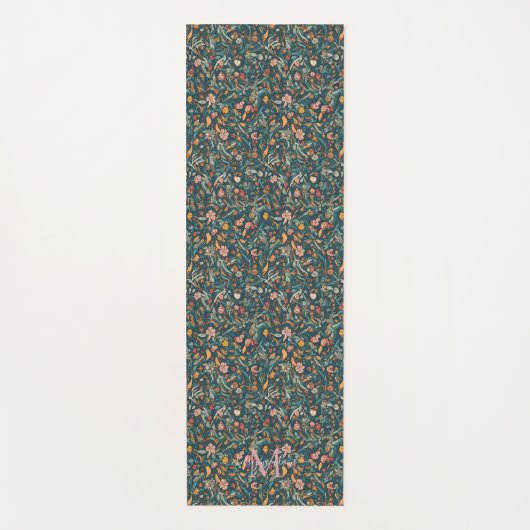 Boho Floral Mandala | Monogram Calligraphy Yogamatte (Vorderseite)