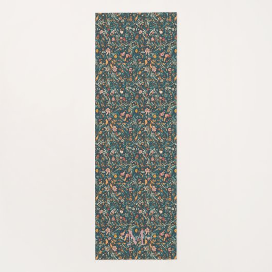 Boho Floral Mandala | Monogram Calligraphy Yogamatte (Rückseite)