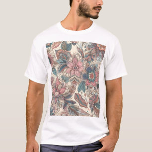 Boho Floral Mandala Muster Kunstdrucken T-Shirt